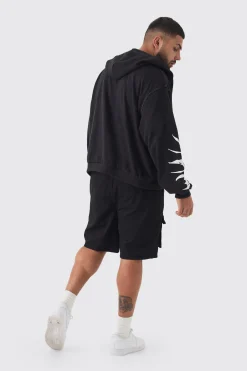 boohooMAN Plus Boxy Oversized Embroidery Hoodie | UK| Hoodies & Sweatshirts