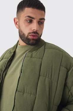 boohooMAN Plus Boxy Peached Square Quilted Bomber Jacket | UK| Coats & Jackets