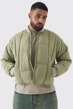 boohooMAN Plus Boxy Quilted Bomber Jacket In | UK| Coats & Jackets