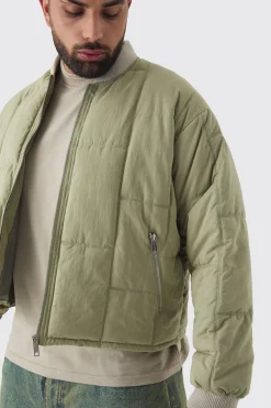 boohooMAN Plus Boxy Quilted Bomber Jacket In | UK| Coats & Jackets