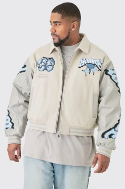 boohooMAN Plus Boxy Teddy Applique Bomber | UK| Coats & Jackets