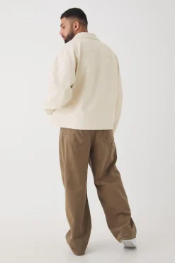 boohooMAN Plus Boxy Textured PU Harrington Jacket In | UK| Coats & Jackets