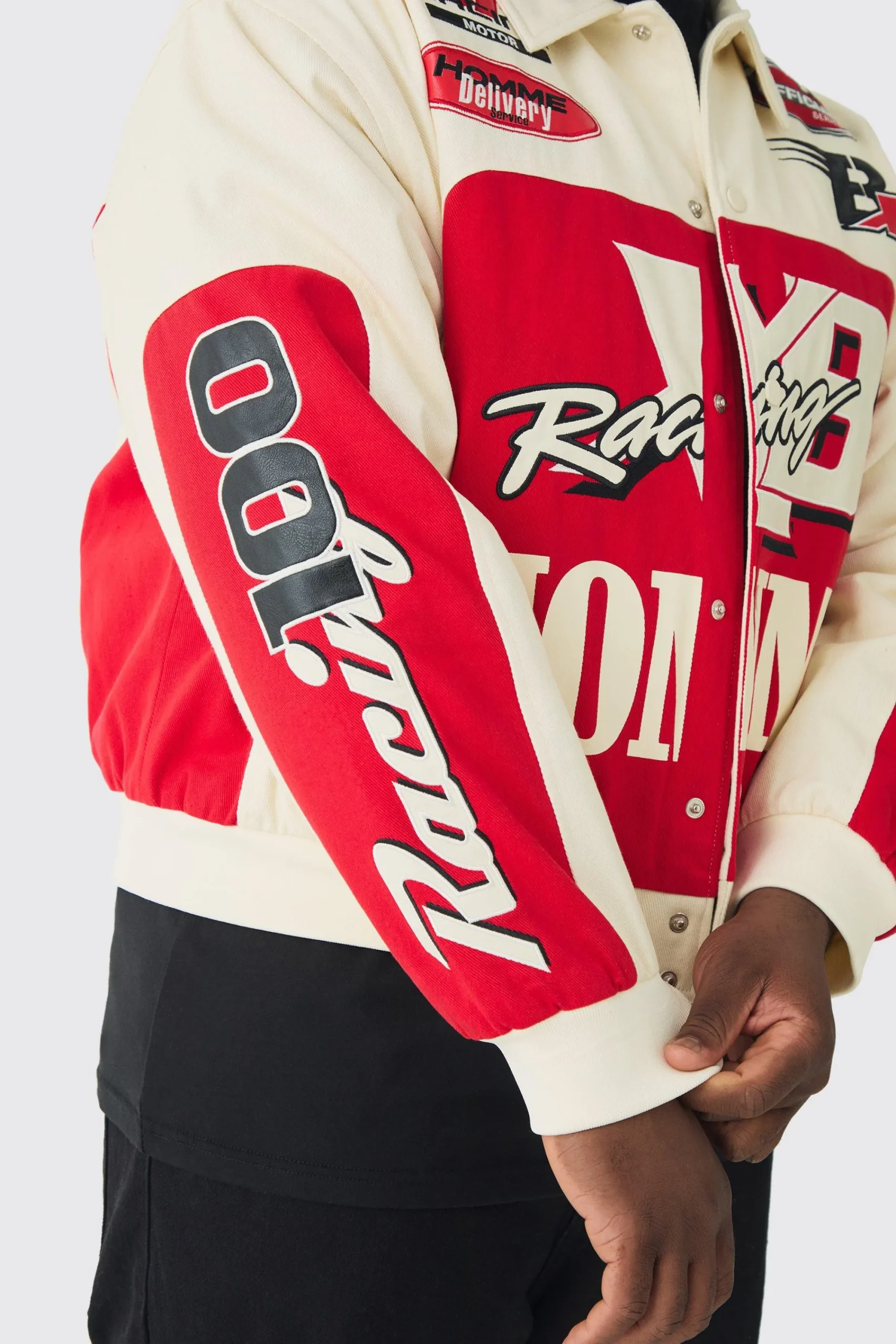 boohooMAN Plus Boxy Twill Homme Moto Bomber | UK| Coats & Jackets