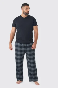 boohooMAN Plus Brushed Check Loungewear Bottom And T-shirt Set In | UK| Loungewear
