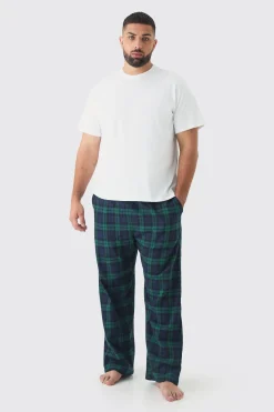 boohooMAN Plus Brushed Check Loungewear Bottom And T-shirt Set In | UK| Loungewear