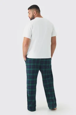 boohooMAN Plus Brushed Check Loungewear Bottom And T-shirt Set In | UK| Loungewear