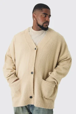 boohooMAN Plus Brushed Knit Oversized Drop Shoulder Cardigan | UK| Knitwear
