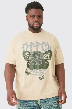 Plus Butterfly Skull Graphic T-shirt | UK^boohooMAN Outlet