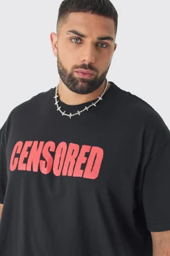 Plus Censored Oversized Print T-shirt In | UK^boohooMAN Clearance