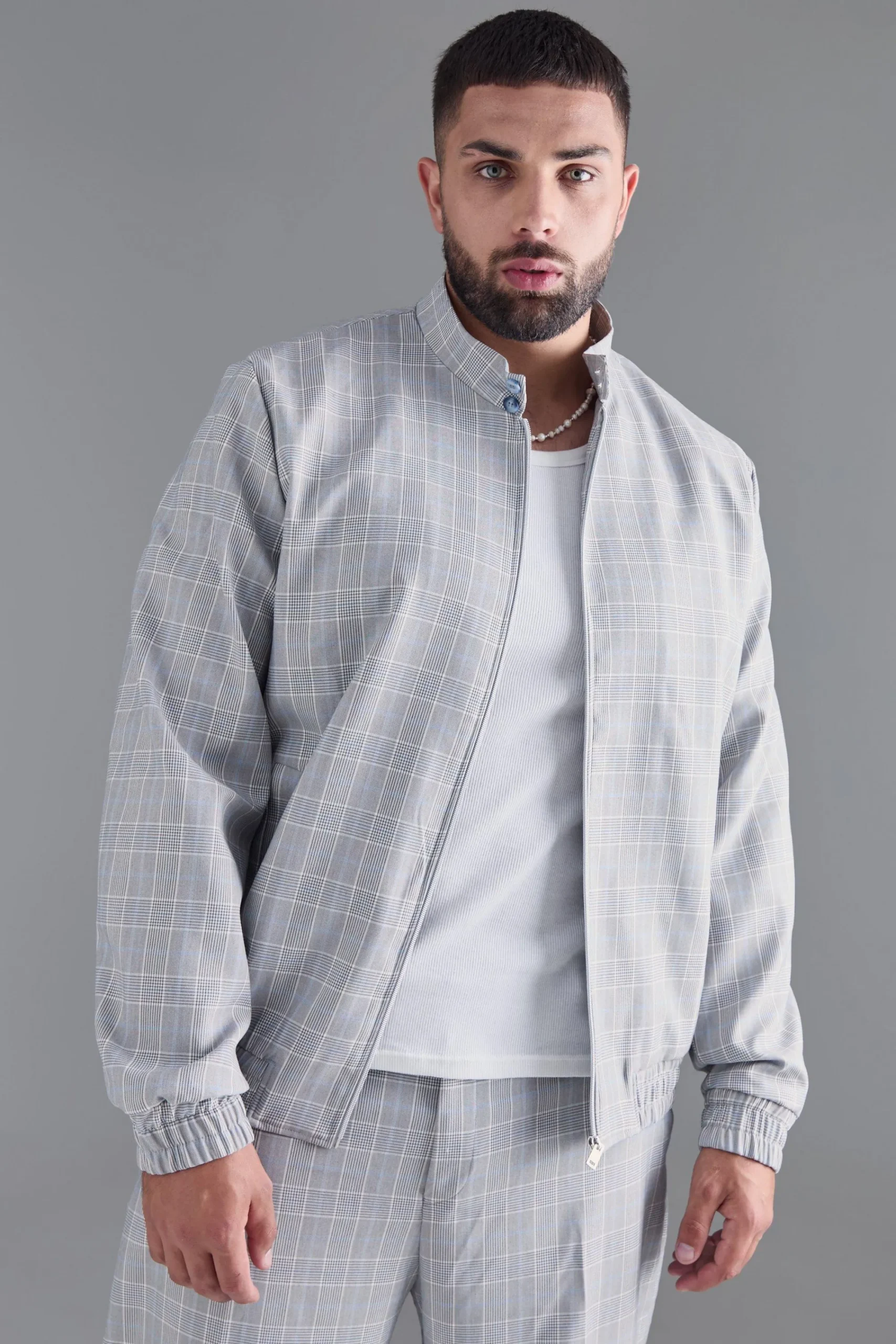 boohooMAN Plus Check Bomber And Trouser Set | UK| Sets & Co-Ords