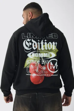 boohooMAN Plus Cherry Graphic Back Print Oversized Hoodie | UK| Hoodies & Sweatshirts