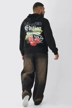 boohooMAN Plus Cherry Graphic Back Print Oversized Hoodie | UK| Hoodies & Sweatshirts