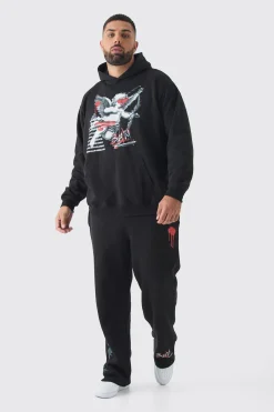 boohooMAN Plus Cherub Graffiti Graphic Hoodie & Relaxed Fit Jogger Tracksuit | UK| Tracksuits|Hoodies & Sweatshirts
