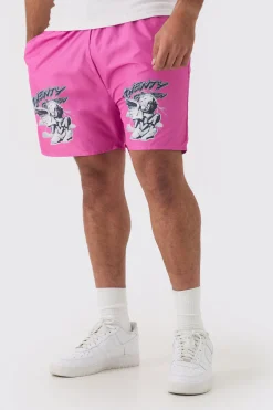 boohooMAN Plus Cherub Printed Swim Shorts | UK| Shorts