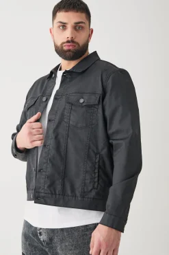 boohooMAN Plus Coated Denim Jacket | UK| Coats & Jackets