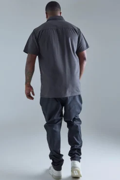 boohooMAN Plus Coated Twill Trouser | UK| Trousers