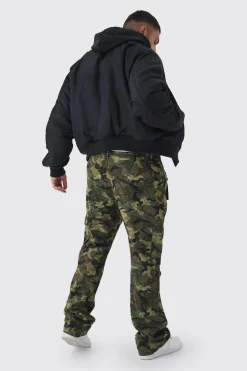 boohooMAN Plus Collared Boxy Bomber Jacket With Jersey Hood In | UK| Coats & Jackets