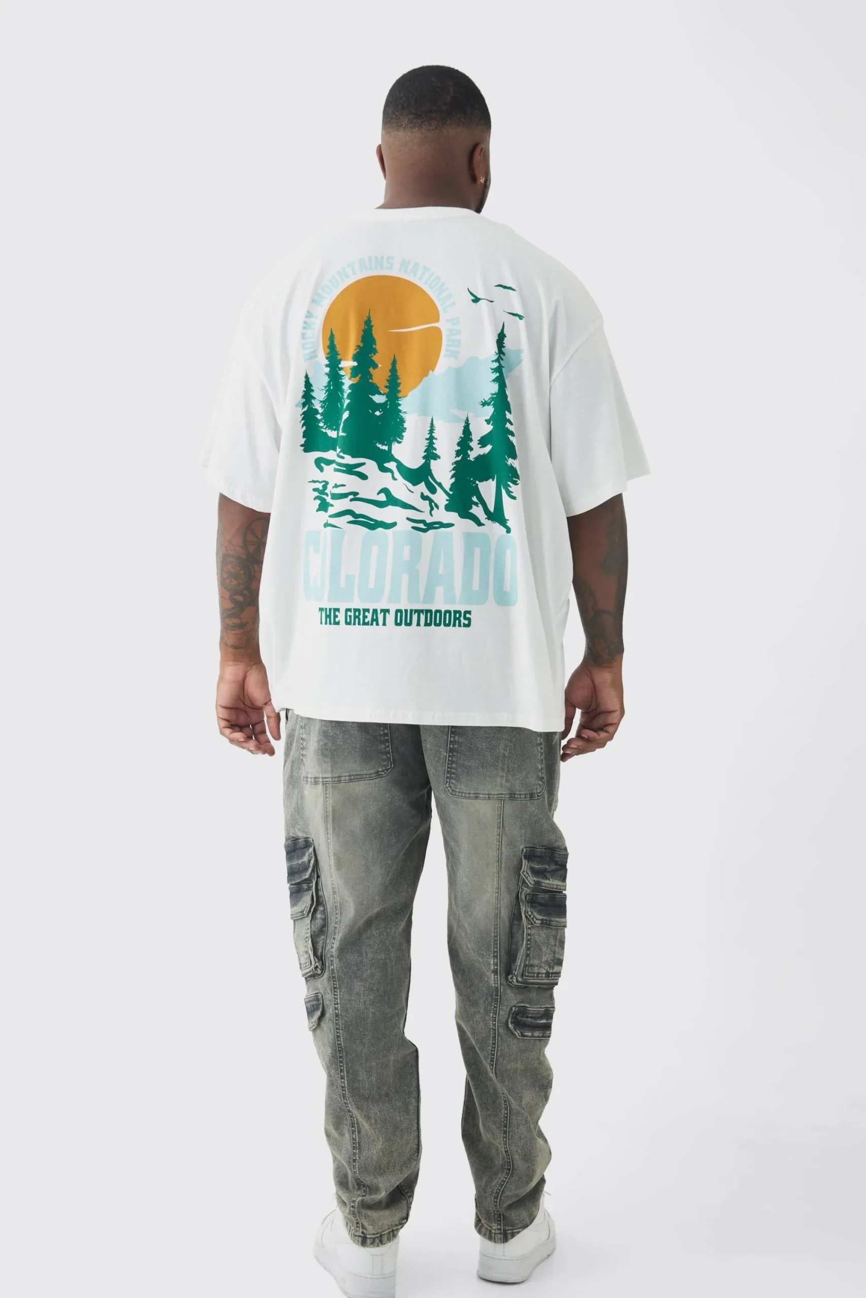 Plus Colorado Back Printed Oversized T-Shirt | UK^boohooMAN Hot