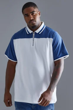 Plus Colour Block Polo | UK^boohooMAN