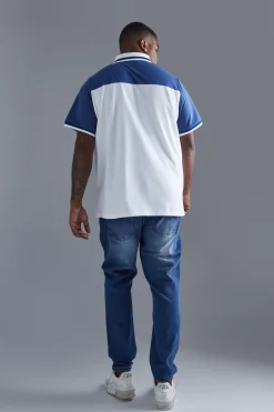 Plus Colour Block Polo | UK^boohooMAN