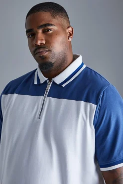 Plus Colour Block Polo | UK^boohooMAN