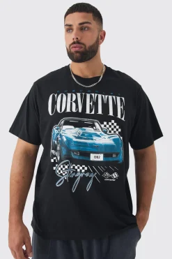 Plus Corvette Printed Licensed T-shirt In | UK^boohooMAN Sale