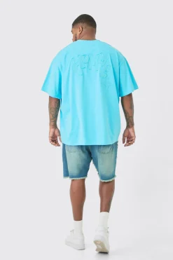 Plus Distressed Applique Loose V Neck T-shirt In | UK^boohooMAN Best