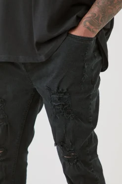 boohooMAN Plus Distressed Stretch Skinny Flared Jeans | UK| Trousers|Jeans