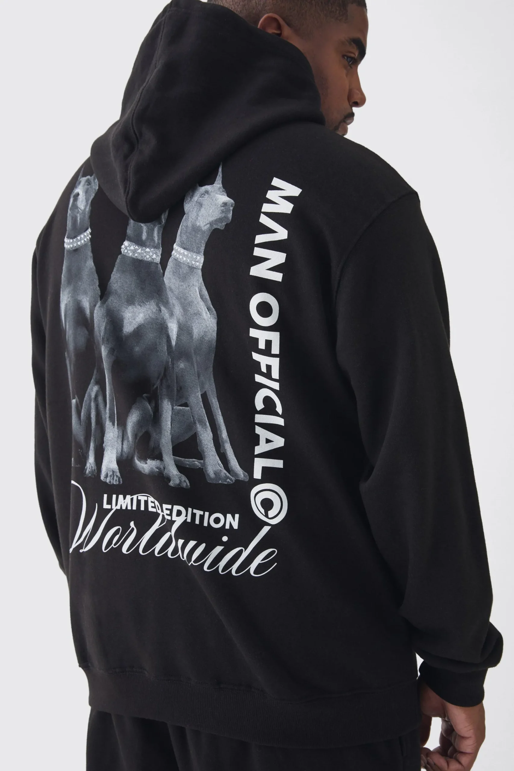 boohooMAN Plus Doberman Graphic Back Print Oversized Tracksuit | UK| Tracksuits