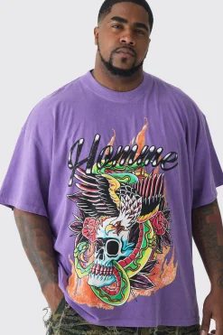 Plus Doodle Skull Homme Printed T-shirt In | UK^boohooMAN New