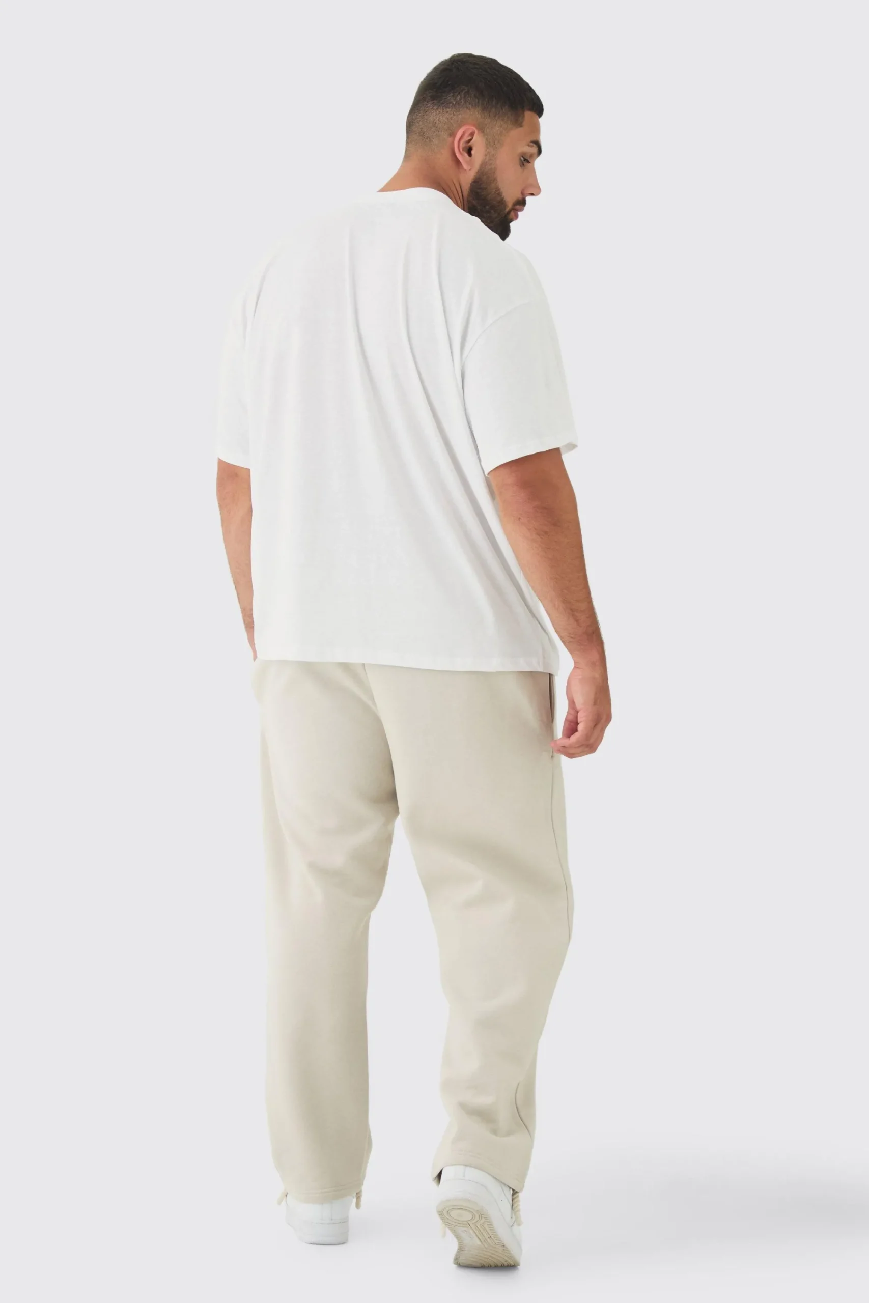 boohooMAN Plus Double Waistband Baggy Fit Jersey Bottoms In | UK| Trousers|Joggers