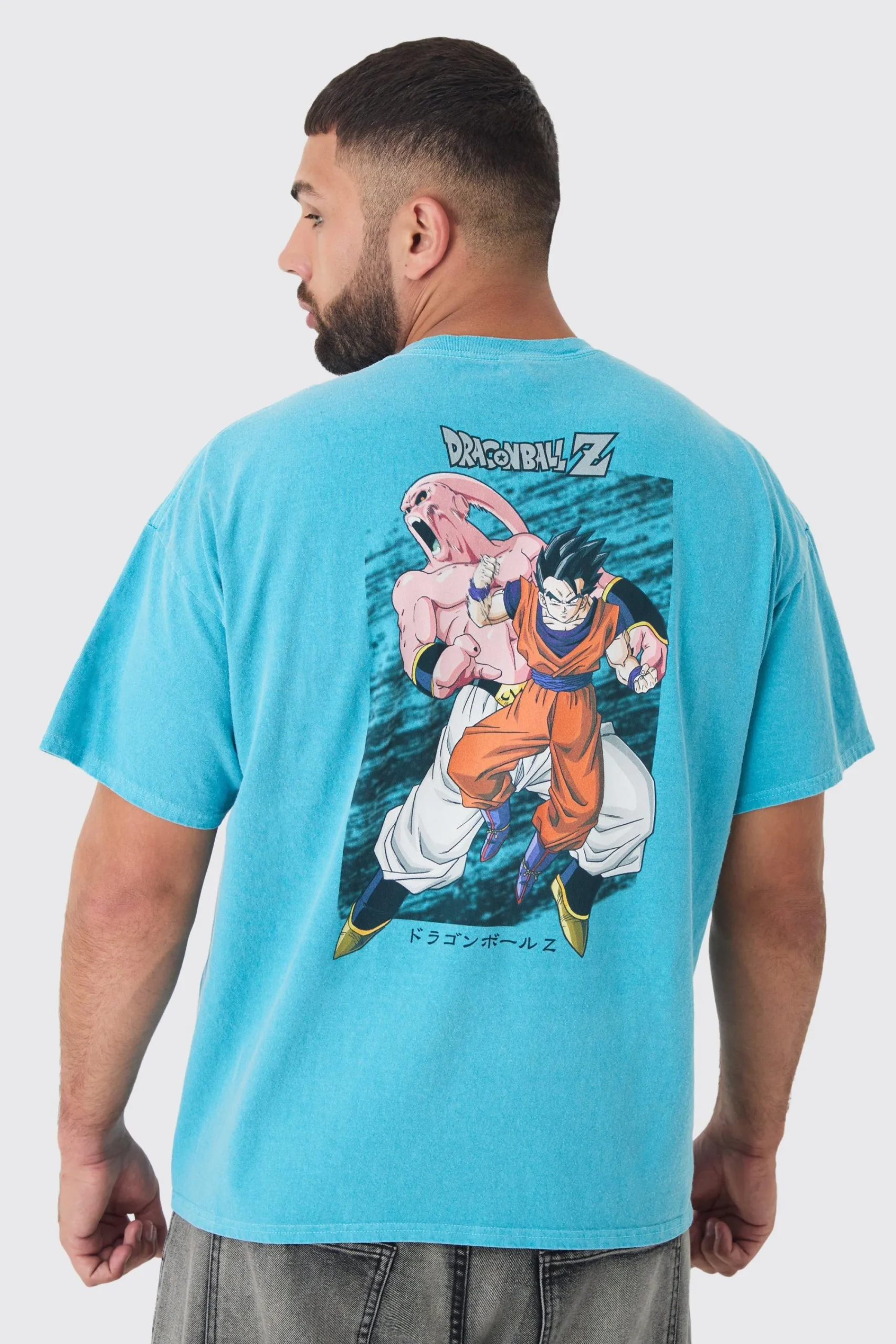 Plus Dragon Ball Z Back Print License Overdye Print T-shirt | UK^boohooMAN New