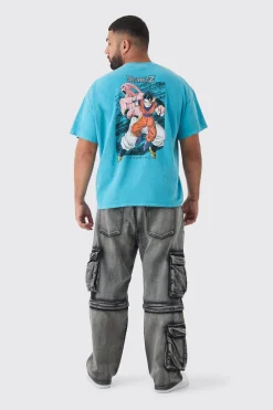 Plus Dragon Ball Z Back Print License Overdye Print T-shirt | UK^boohooMAN New