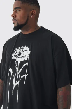 Plus Drip Floral Print Oversized T-Shirt | UK^boohooMAN Hot