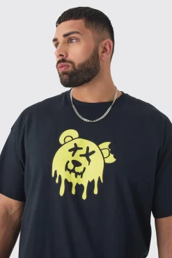 Plus Drippy Evil Teddy Graphic T-shirt In | UK^boohooMAN New