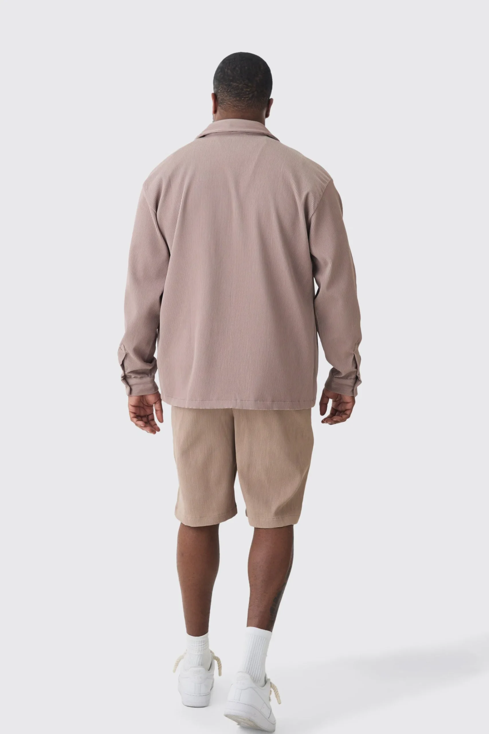 boohooMAN Plus Drop Revere Long Sleeve Pleated Shirt In | UK| Shirts