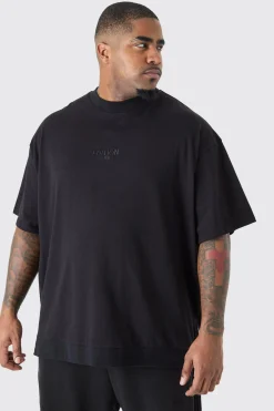 Plus EDITION Oversized Heavyweight Zip Hem T-shirt | UK^boohooMAN Clearance