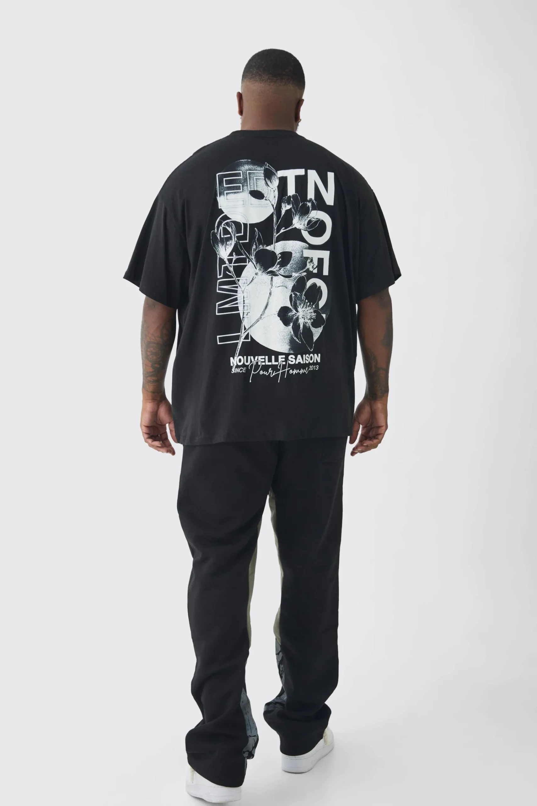 Plus EDTN Floral Graphic Back Oversized Printed T-Shirt | UK^boohooMAN Hot