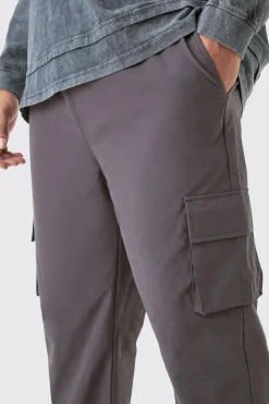 boohooMAN Plus Elastic Waist Lightweight Stretch Skinny Cargo Trouser | UK| Trousers|Cargos