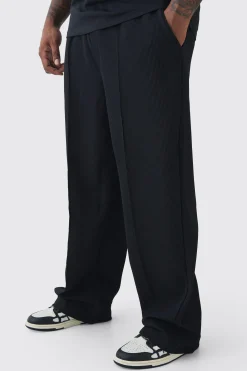 boohooMAN Plus Elastic Waist Relaxed Fit Pleated Trouser | UK| Trousers