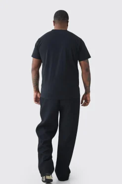 boohooMAN Plus Elastic Waist Relaxed Fit Pleated Trouser | UK| Trousers