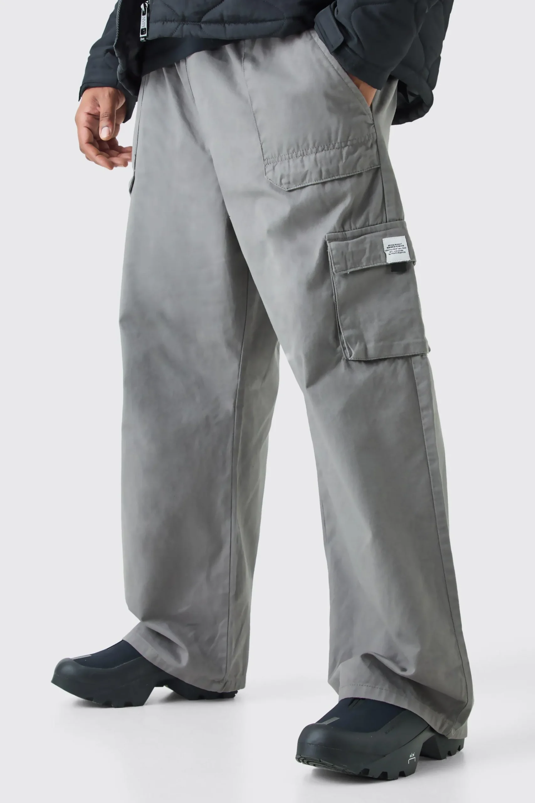 boohooMAN Plus Elastic Waist Relaxed Fit Buckle Cargo Jogger | UK| Trousers