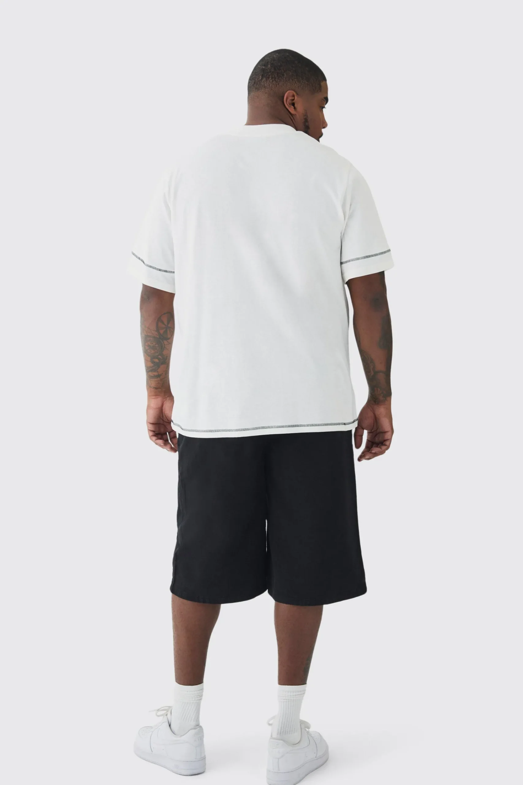 boohooMAN Plus Elasticated Waist Applique Jorts | UK| Shorts