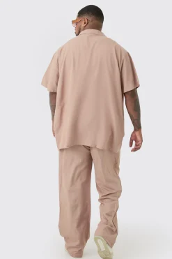 boohooMAN Plus Elasticated Waist Relaxed Linen Trouser In | UK| Trousers