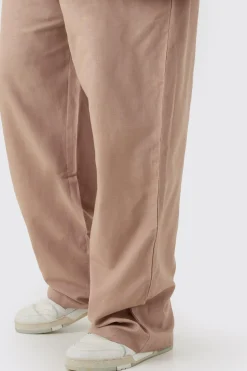 boohooMAN Plus Elasticated Waist Relaxed Linen Trouser In | UK| Trousers