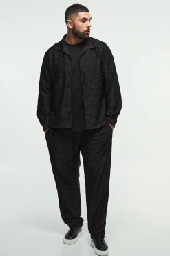 boohooMAN Plus Elevated Pleated Shirt And Straight Fit Trouser Set In | UK| Sets & Co-Ords