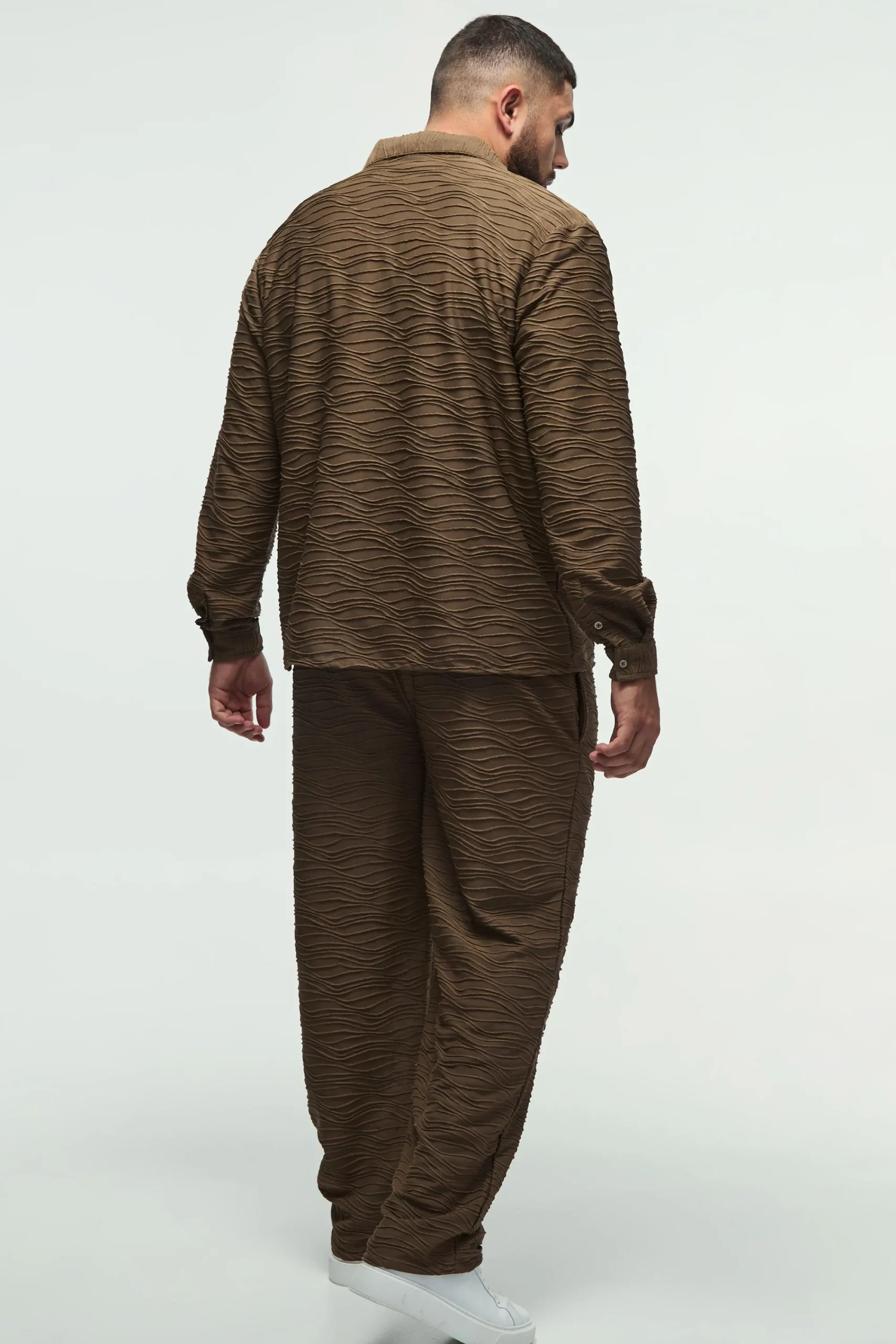 boohooMAN Plus Elevated Pleated Shirt And Straight Fit Trouser Set In | UK| Sets & Co-Ords