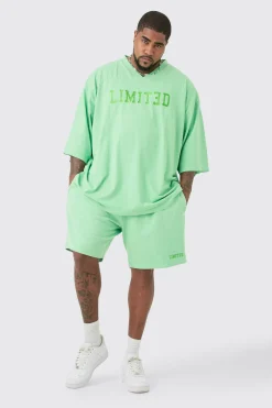 boohooMAN Plus Embroidered Limited Football T-shirt & Short Set | UK| Sets & Co-Ords