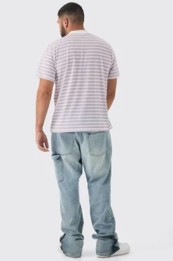 Plus Extended Neck Stripe T-shirt | UK^boohooMAN Best