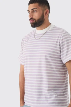 Plus Extended Neck Stripe T-shirt | UK^boohooMAN Best